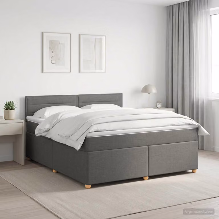 Maison Exclusive - Letto boxspring con materasso grigio scuro 140 x 190 cm Tessuto