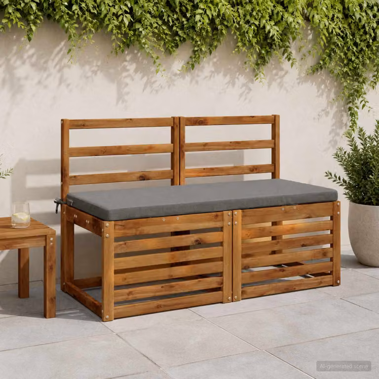 Set di 2 cuscini per panchina vidaXL SOEST in poliestere grigio con rivestimento lavabile e resistente ai raggi UV