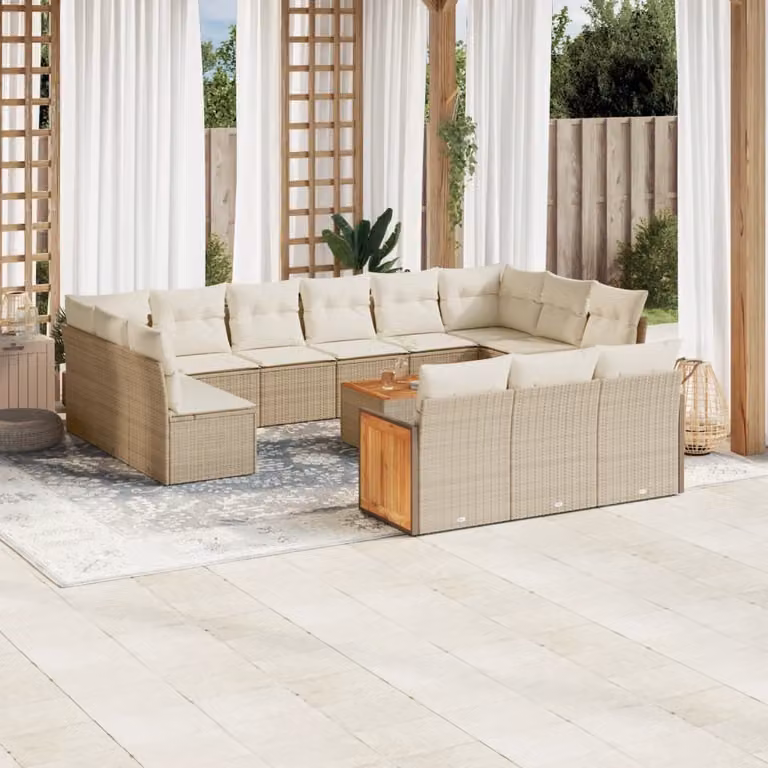 Maison Exclusive - Set Divani da Giardino 14pz con Cuscini in Polyrattan Beige