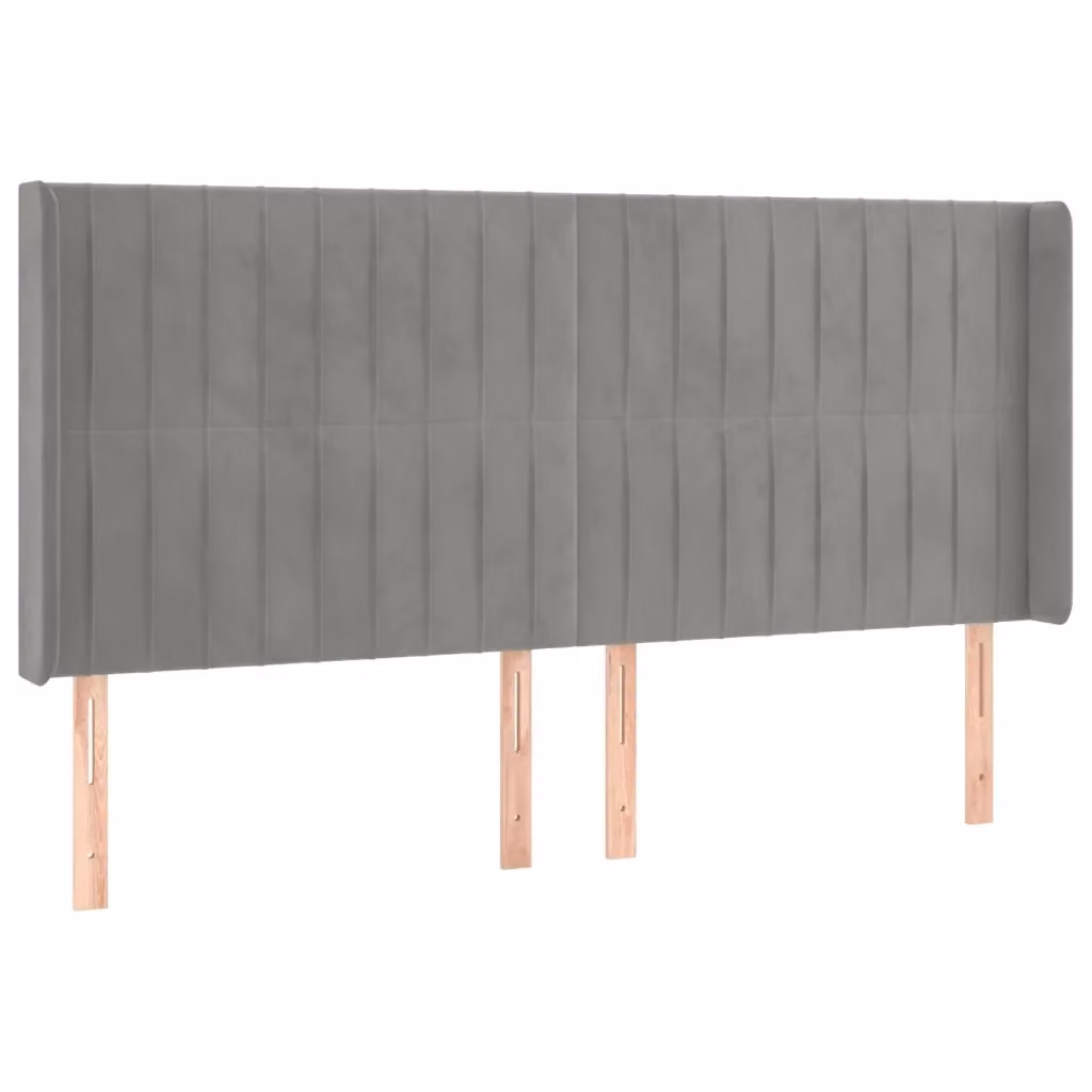 Testiera ad Orecchio vidaXL in Velluto Grigio con Struttura Imbottita L: 203 cm, P: 16 cm, H: 118/128 cm – 2