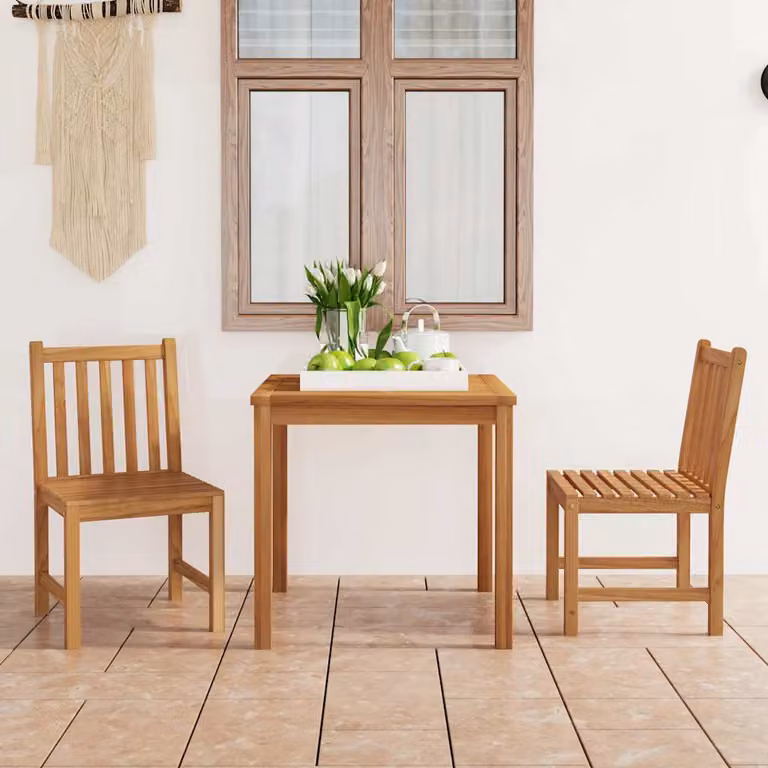 Set da pranzo da giardino vidaXL in 3 pezzi in legno di teak marrone L: 80 cm, P: 80 cm