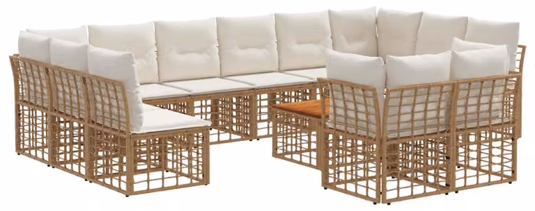 Set di divani da esterno 13 pcs Naturale e Bianco Crema