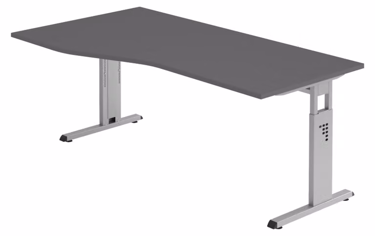 bümö Scrivania Serie-O - Struttura: argento, decorazione: grafite, dimensioni: 180 x 100 cm