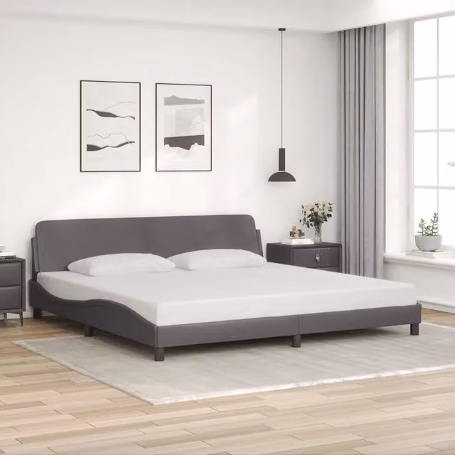 Letto con giroletto Dover vidaXL in similpelle grigio 200x200 cm