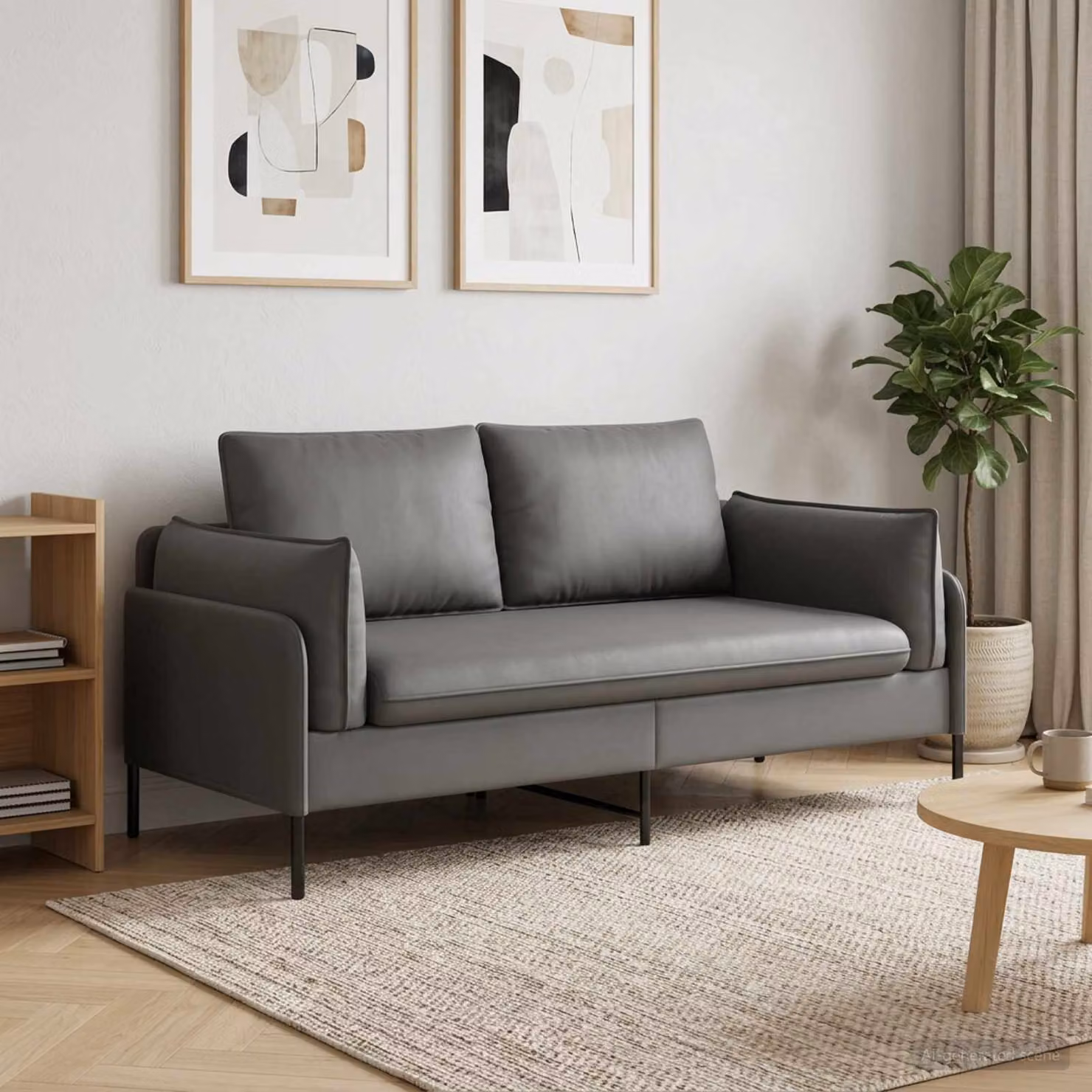 Divano a 2 posti vidaXL in velluto grigio con coperture rimovibili L: 188 cm, P: 81 cm, H: 89 cm