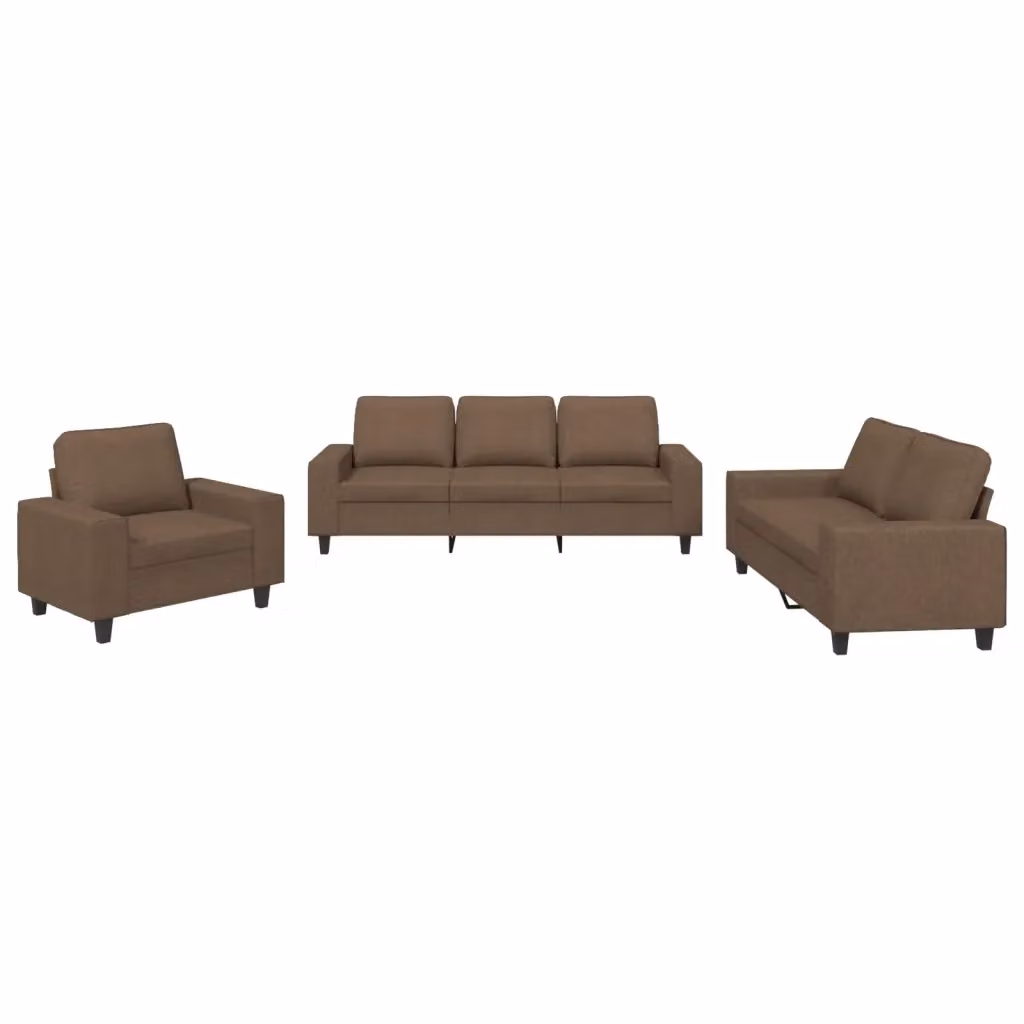 Set di divani moderno vidaXL in tessuto marrone composto da un divano a 3 posti e un divano a 2 posti con cuscini inclusi – 2