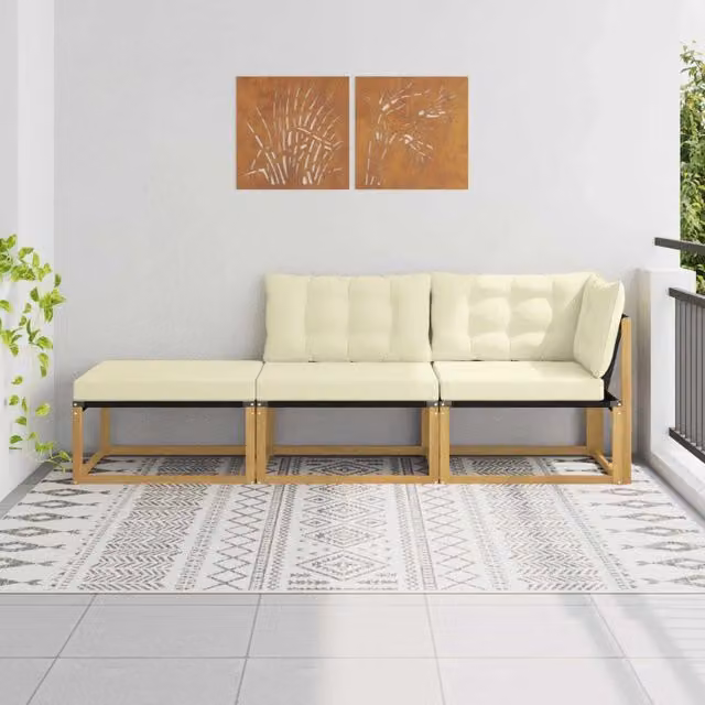 Set di divani da esterno Legno di Acacia Massello Bianco 901657