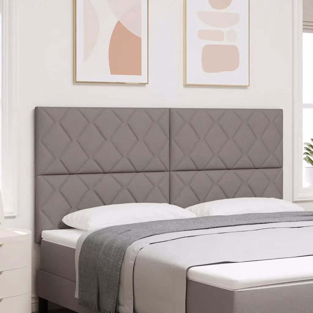 Testiera Letto con LED e Porta USB vidaXL in Tessuto con Design Geometrico, Disponibile in Beige o Grigio, L: 180 cm, H: 128 cm, P: 7 cm