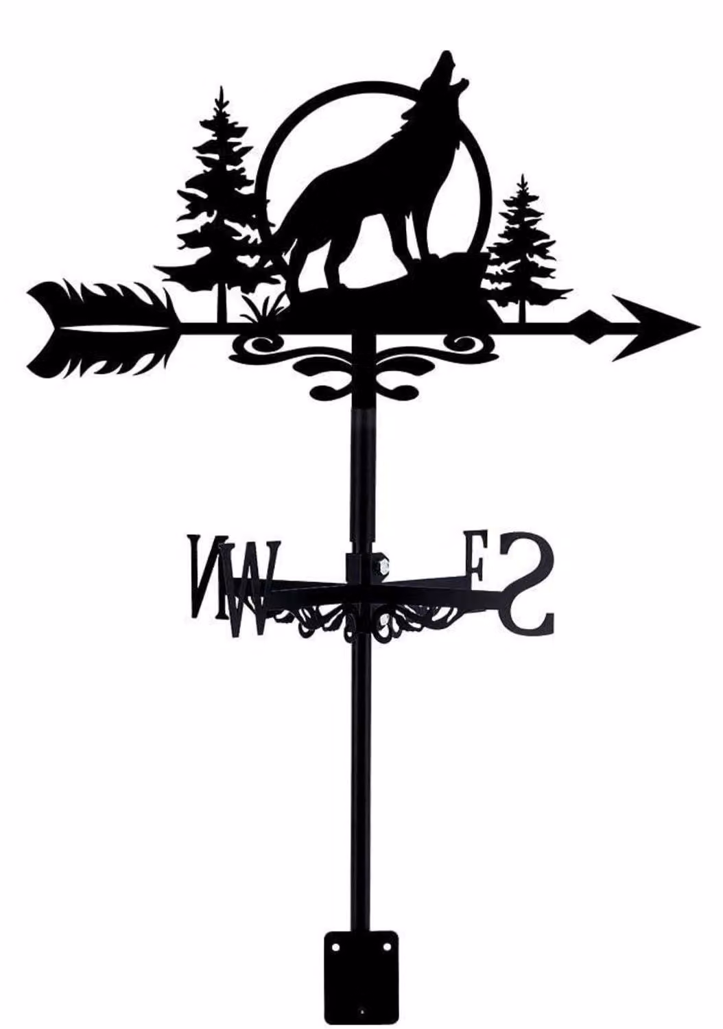 Decorazione a forma di uccello, luna, albero e giardino, in ferro battuto, dimensioni 35,8 x 24,2 cm