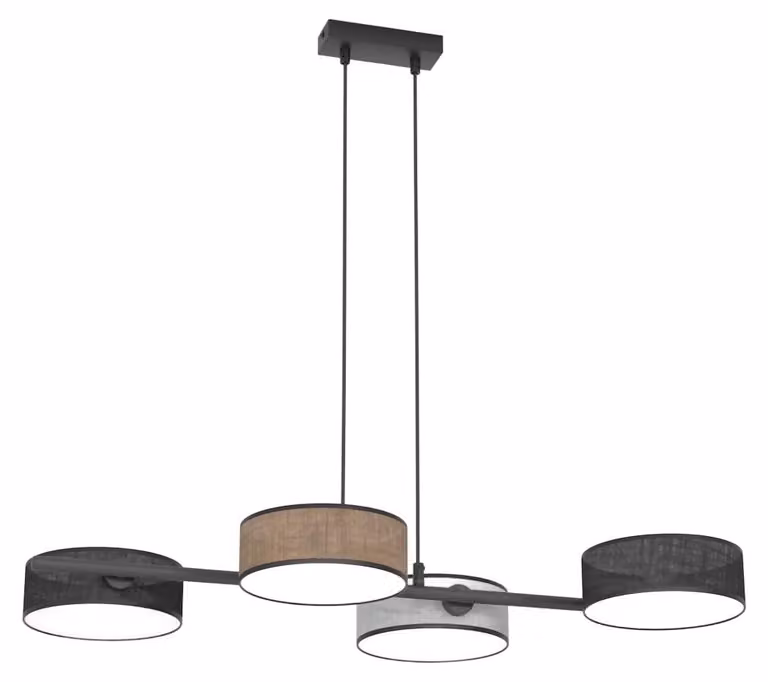 Lampada a sospensione DRUMZ nero-marrone-grigio 4xE14x15W in tessuto, dimensioni: 120x80x46 cm, IP20, Emibig