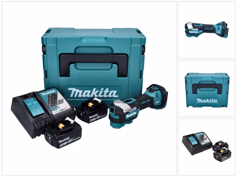 Utensile multifunzione a batteria Makita DTM 52 RGJ 18 V Starlock Max Brushless + 2x batteria ricaricabile 6,0 Ah + caricabatterie + Makpac