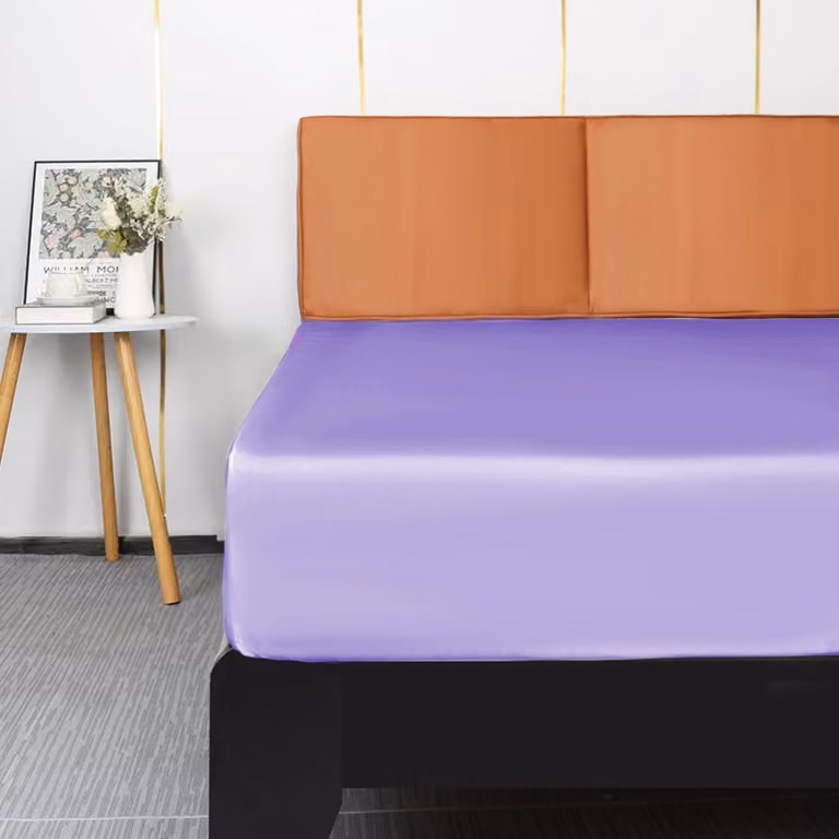 Solidchoice - Lenzuolo con angoli, in raso, realizzato in morbido poliestere di alta qualità, adatto per materassi con altezza di 36 cm (lilla chiaro, 180x200 cm)