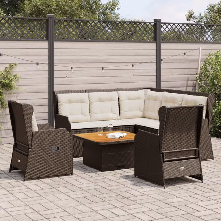 Maison Exclusive - Set da giardino 5 pezzi con cuscini Marrone Polyrattan