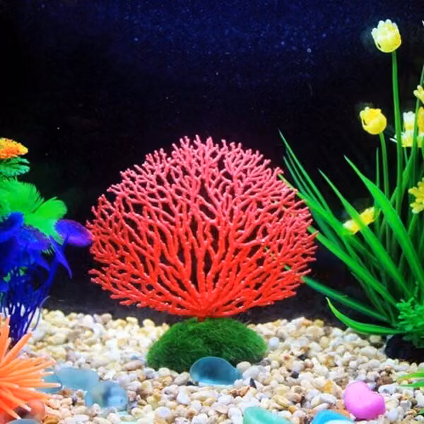Letto marino simulazione corallo paesaggio vasca pesce ornamenti acquario decorazione vasca pesce corallo simulato - Rosso