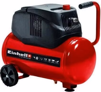 Einhell TC-AC 200-24-8 OF Compressore d'aria 1200 W, serbatoio 24 L, 180 l/min, 8 bar, oil-less, Nero-Rosso
