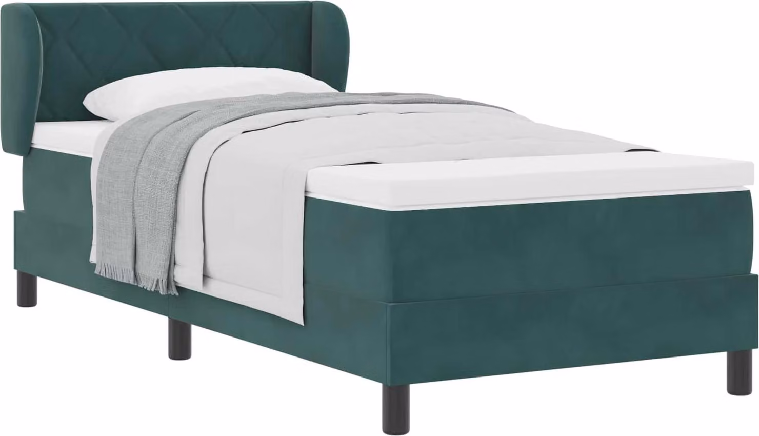Letto a molle con testiera Verde scuro 100 x 200 cm Velluto