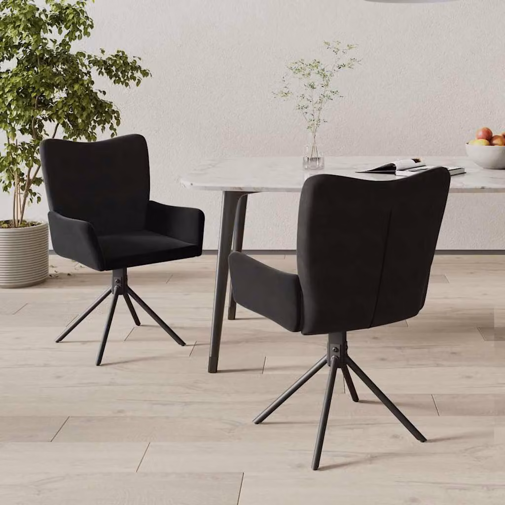 Set di 2 sedie da pranzo girevoli vidaXL in velluto nero con design moderno
