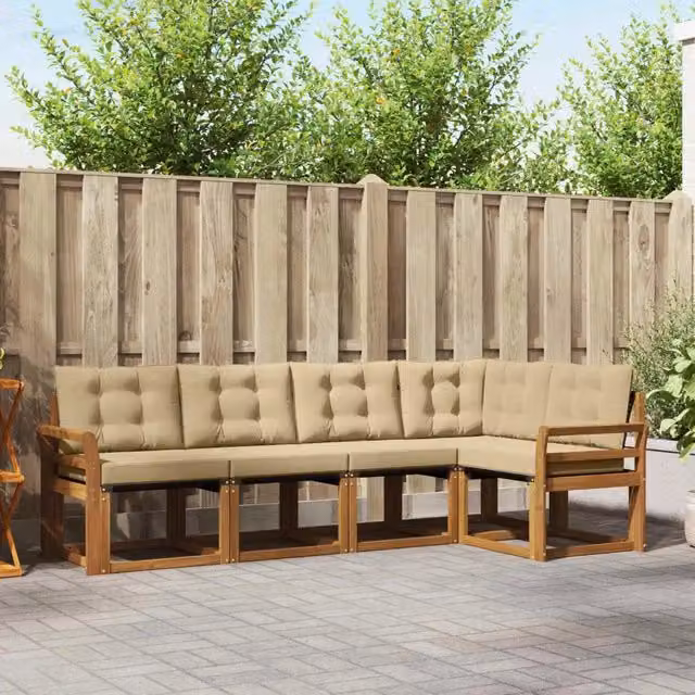 Set di divani da esterno 5 pz Naturale e Beige 3368668