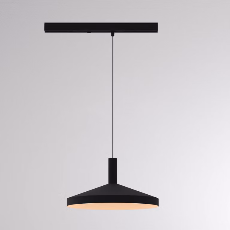 Molto Luce Lampada a sospensione su binario LED LORA III, nera, Ø 36 cm, 40°, CCT, III, Nero, Soggiorno / Sala da pranzo, Metallo, Moderno