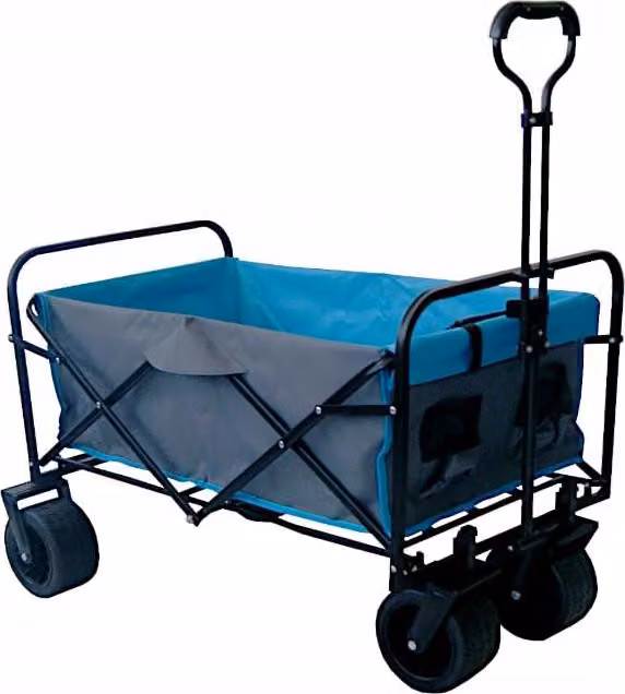 BDW, Carrello da spiaggia pieghevole, carretto, carrello da trasporto 150L, grigio - blu, 52x60x92cm