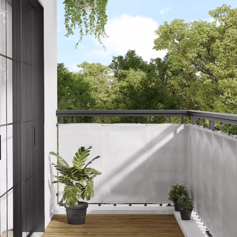 vidaXL Paravento per Balcone Grigio Chiaro in Poliestere Opaco L: 600 cm, H: 90 cm