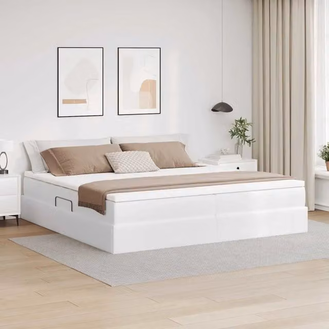 Letto con contenitore e materasso ibrido vidaXL Bianco L/P: 200 x 200 cm, H: 280 cm