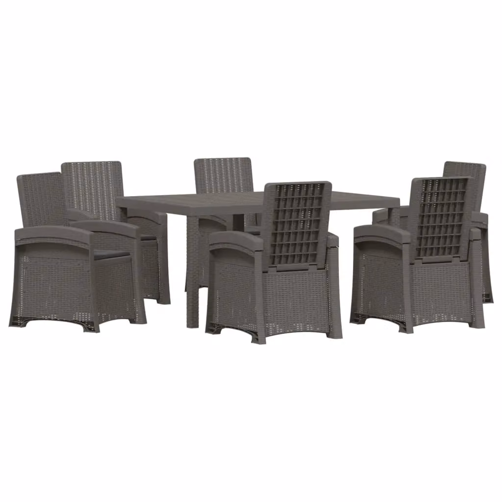 Set da pranzo da giardino moderno vidaXL in rattan 7 pezzi Grigio e Antracite – 2