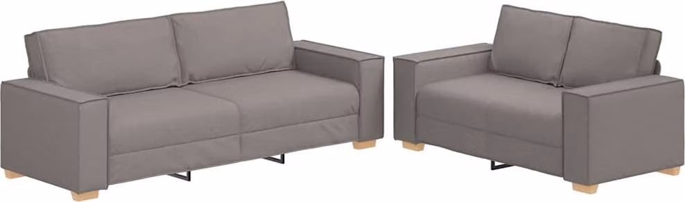 Set di Divani 2 pz con Cuscini Tortora in Tessuto