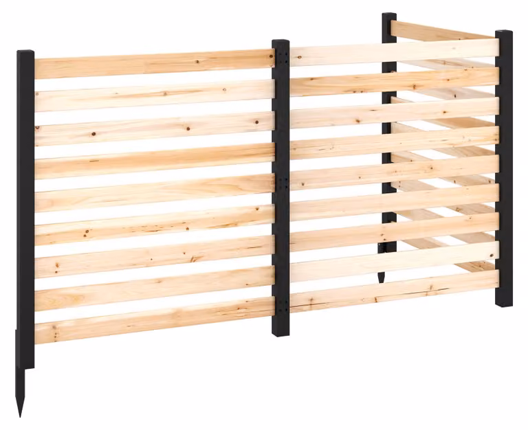 KOMFOTTEU, pannello divisorio per la privacy, composto da 3 elementi, 98 x 107 cm. Recinzione in legno di abete, ideale per il giardino, con 3 pali. Recinzione per bidoni della spazzatura da esterno, senza necessità di scavi, adatta per giardino e cortile