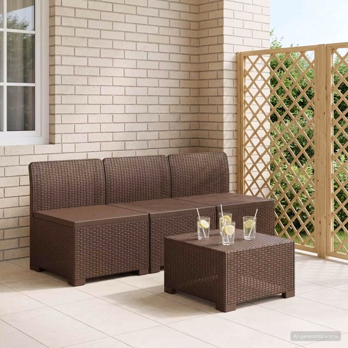 vidaXL Divano da Giardino a 3 Posti in Rattan Marrone con Cuscini e Resistente alle Intemperie
