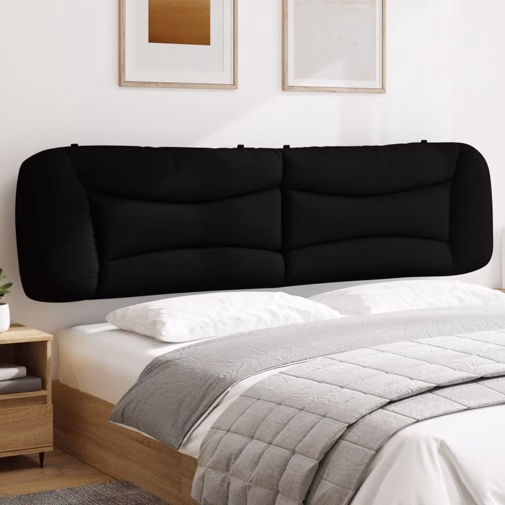Cuscino Testiera vidaXL Hvar Nero in Tessuto, L: 200 cm