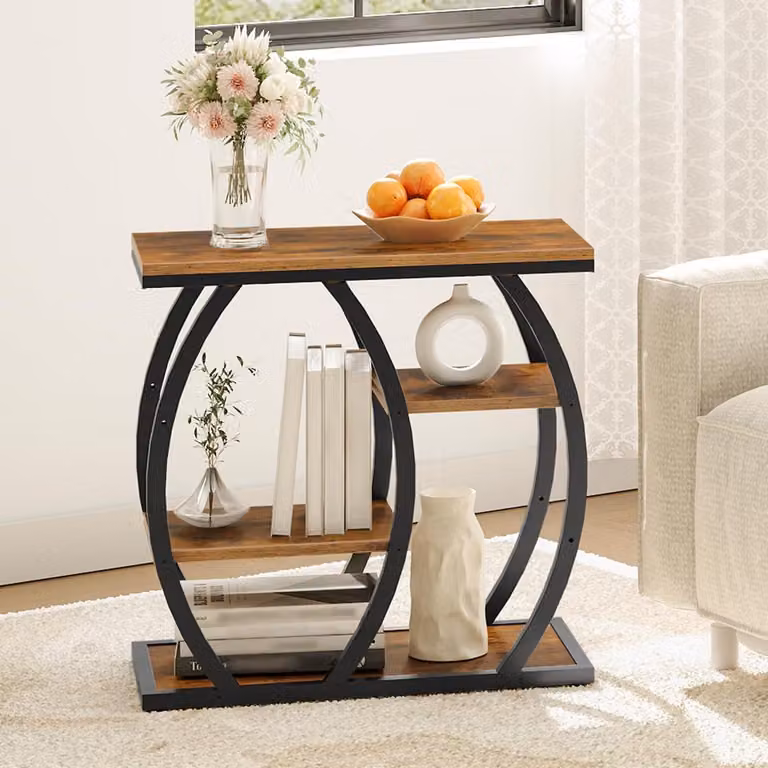Tavolino di servizio in stile industriale, con 4 ripiani, aspetto legno vintage, struttura in metallo, dimensioni 60x30x67 cm