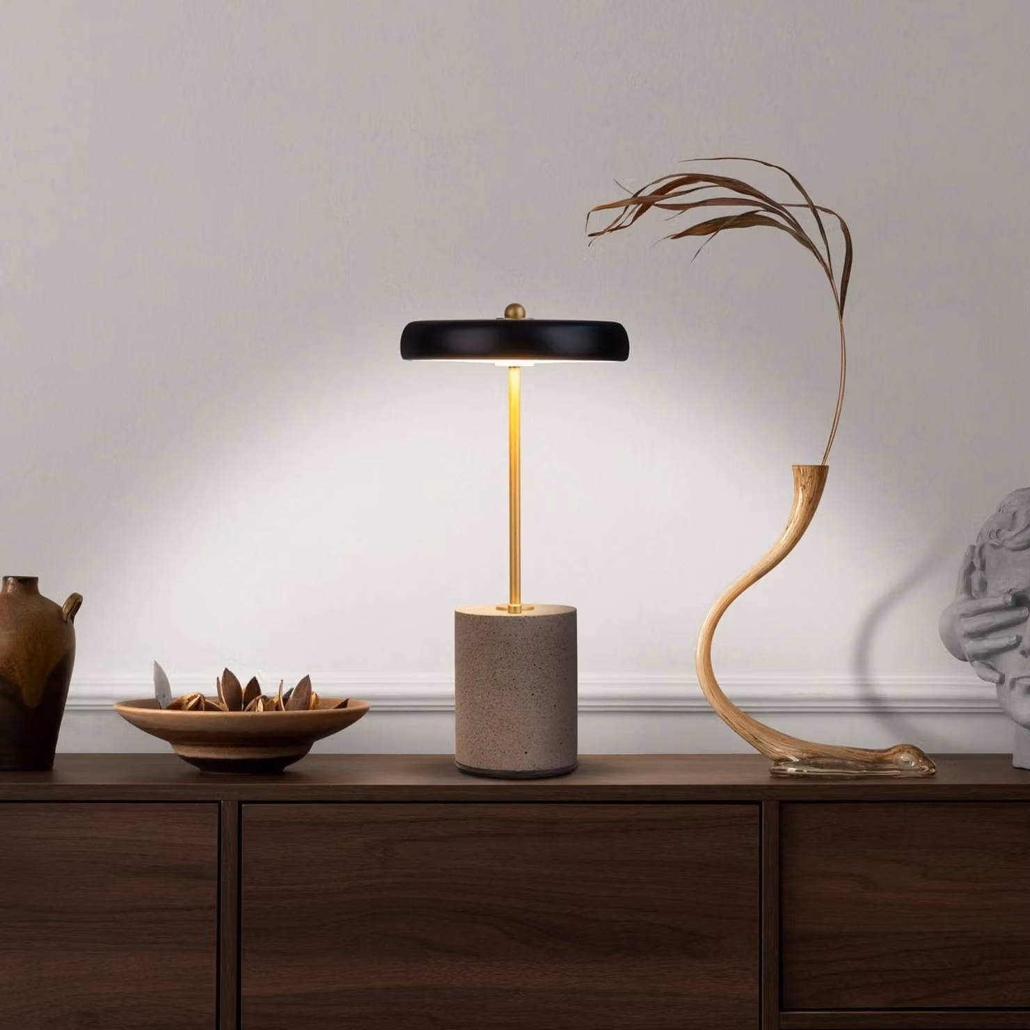 Näve Lampada da tavolo a LED Seta, dimmerabile, Alluminio / Grigio / Zincato, Soggiorno / Sala da pranzo, calcestruzzo / cemento, Moderno, Lampada da tavolo LED