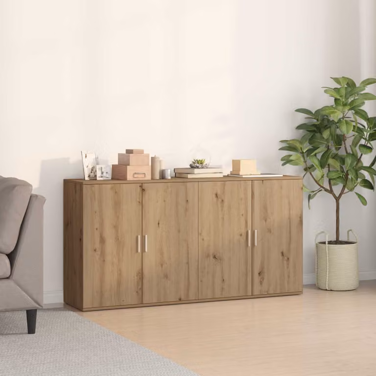 Set di 2 credenze vidaXL in rovere marrone con design minimalista L 79 cm x P 38 cm x H 80 cm