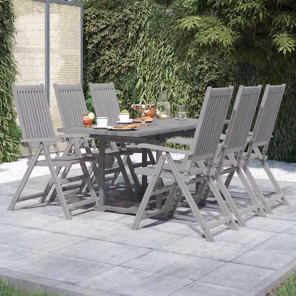 Set da pranzo da giardino vidaXL in legno di acacia grigio, 7 pezzi