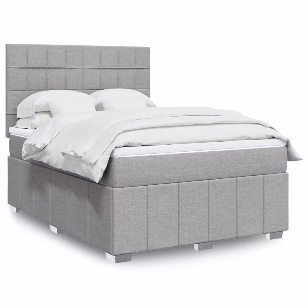 vidaXL Letto Ibrido con Materasso a Molle Insacchettate e Struttura in Legno di Pino, Grigio e Bianco, L/P/H: 140 x 190 x 150,5 cm