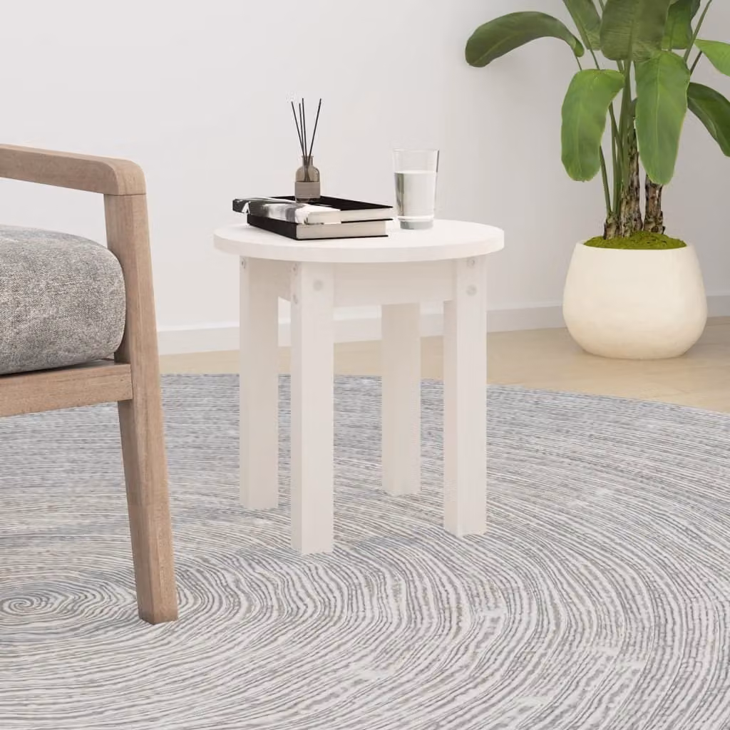 Maison Exclusive - Tavolino bianco Ø 35x35 cm in legno massello di pino