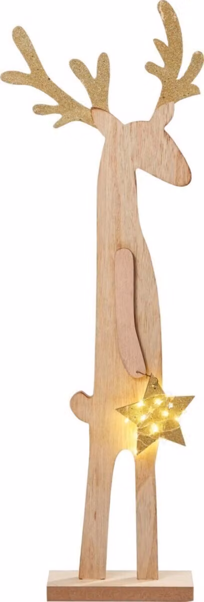 Renna in legno con LED e stella - Illuminazione laterale 524130