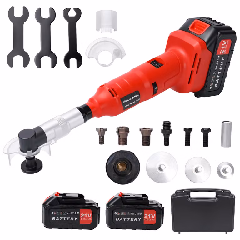 Smerigliatrice angolare elettrica - Smerigliatrice a batteria - 21 V - Motore brushless - 2500–6000 giri/min - Angolo di 90° - Batteria inclusa - Versione base