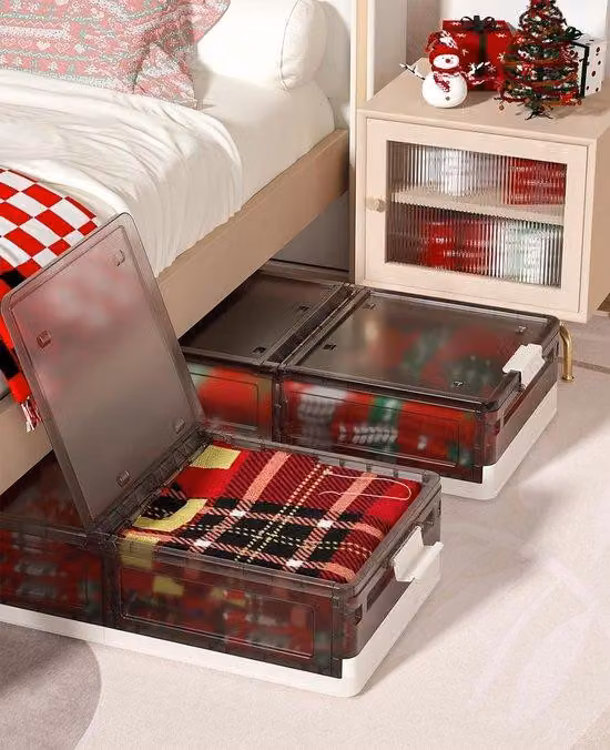Contenitore di stoccaggio Famanu da 43,5L con coperchio - Set di 2, trasparente marrone