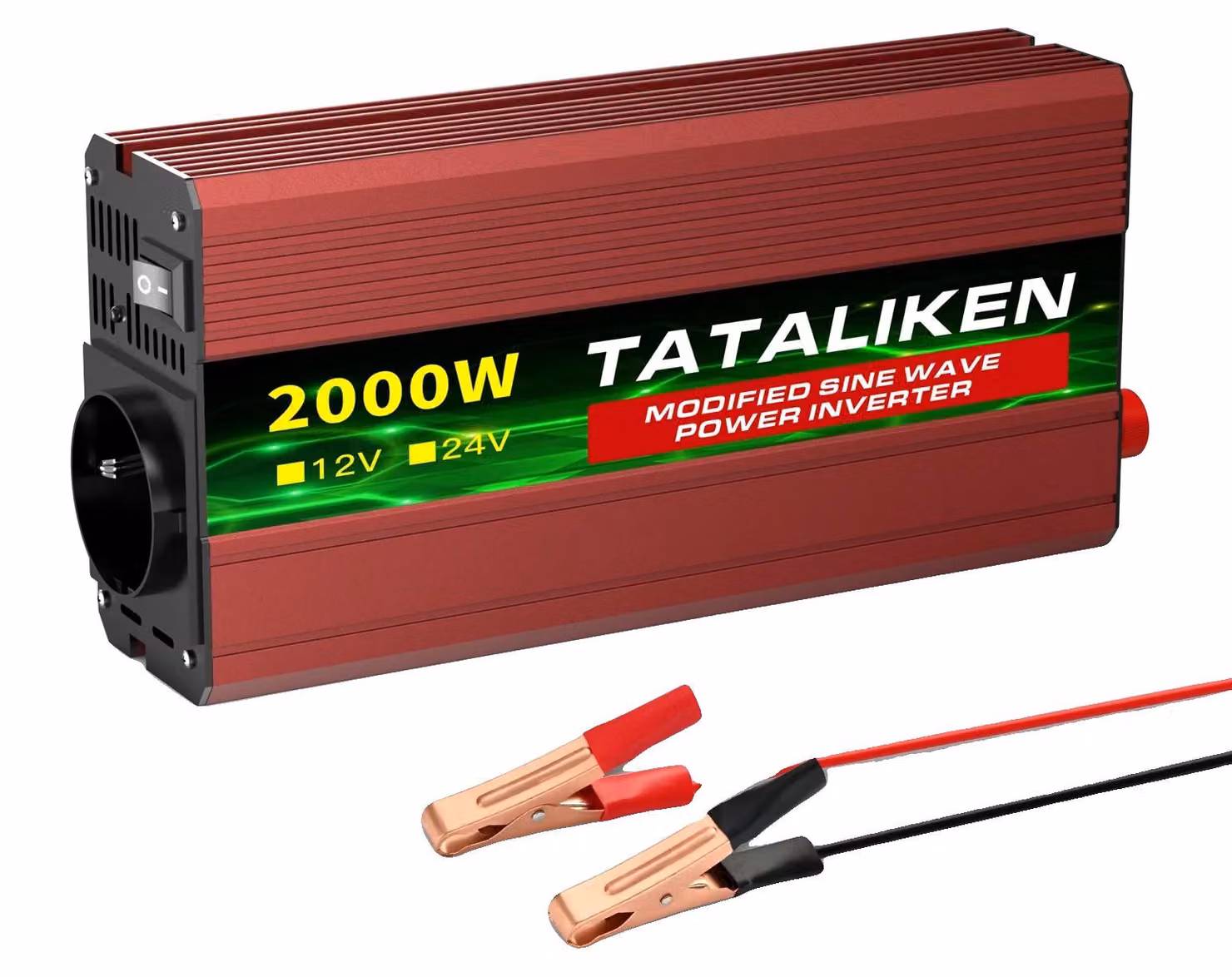 Inverter, controllo della temperatura, display digitale, 2000W, compatibile con prese europee, 12V, 220V