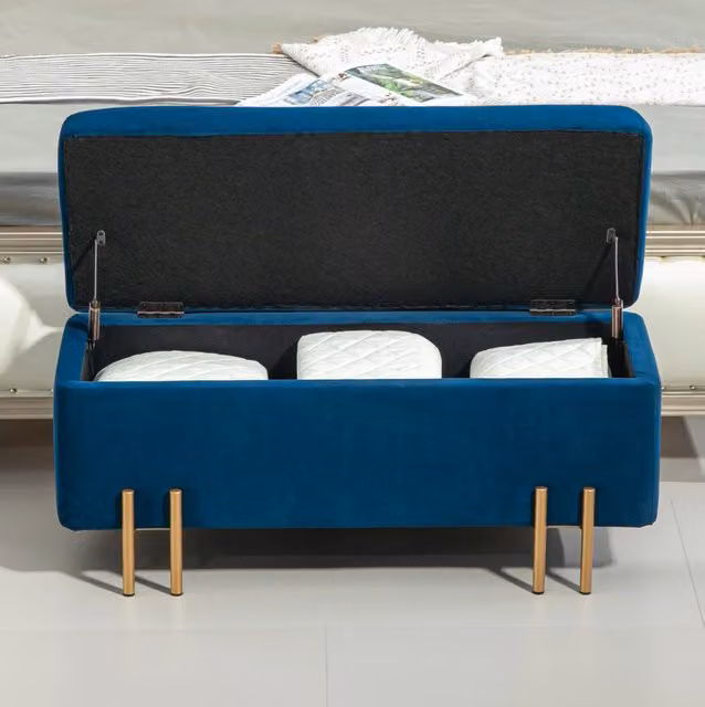 Panca contenitore 100x40x42 cm blu - contenitore integrato, senza materasso