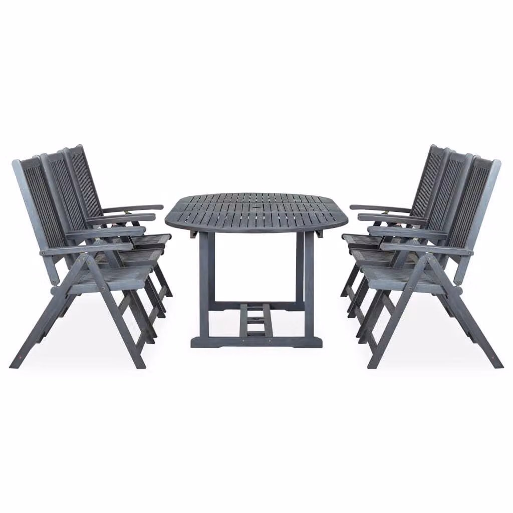 vidaXL set da pranzo da giardino 7 pezzi in legno massiccio grigio acacia