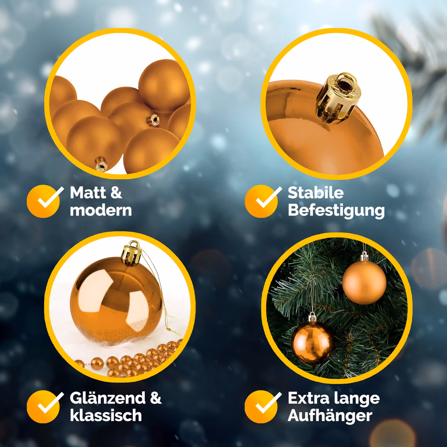 Set di 54 palline di Natale Casaria color bronzo e marrone in plastica per decorazioni moderne – 4
