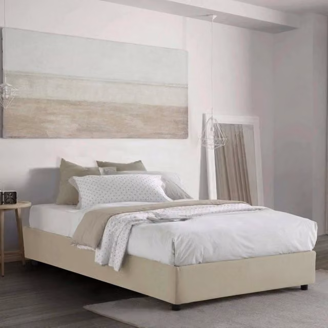 Letto Aftis Talamo Italia con Materasso Incluso, Beige, L/P/H: 120 x 200 x 32 cm – 1