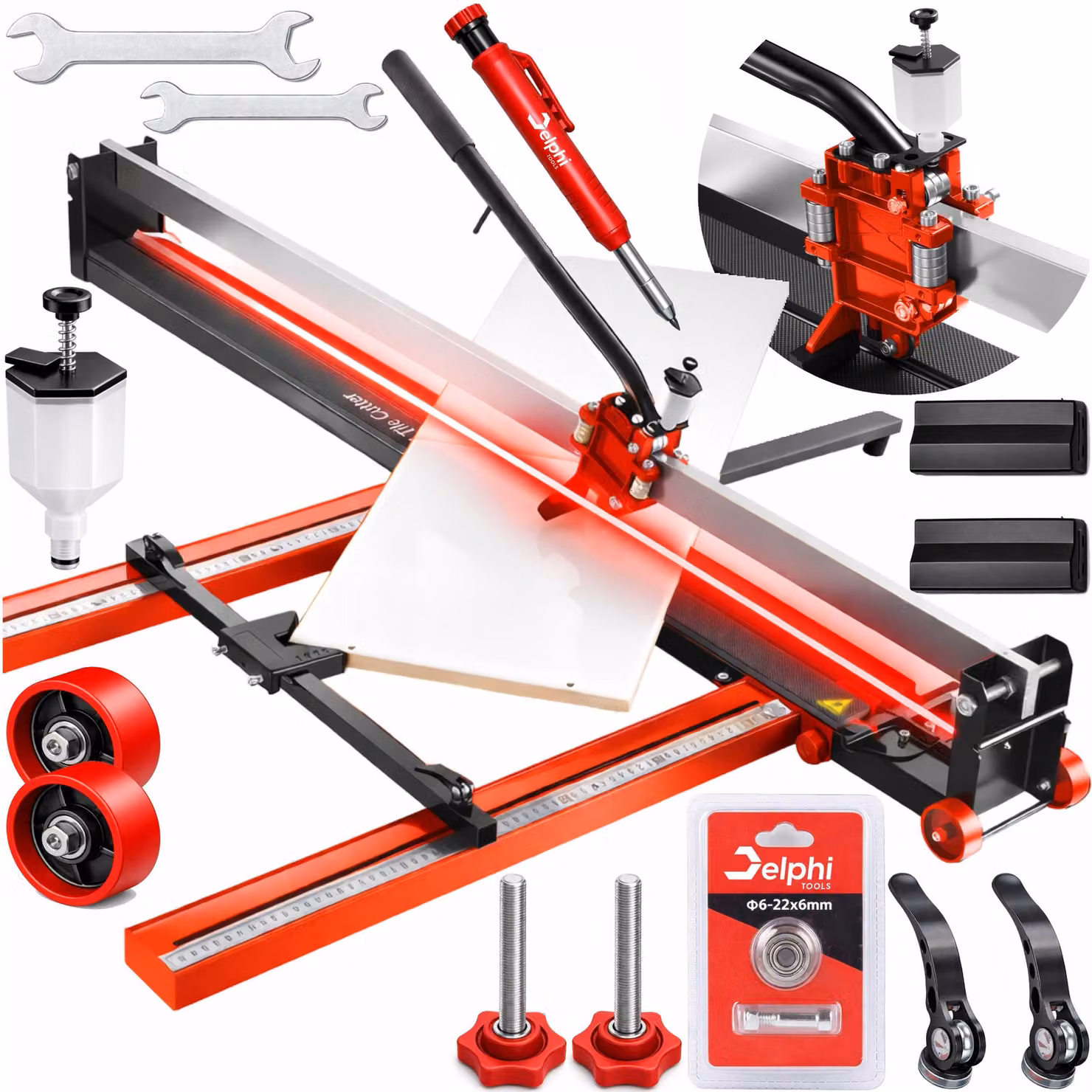 Delphi Tools - Tagliapiastrelle - Tagliapiastrelle manuale - Macchina tagliapiastrelle - Tagliapiastrelle per gres porcellanato - Lunghezza 80 cm