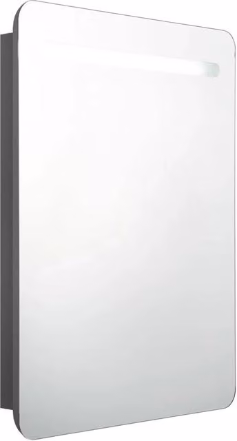 Armadietto da bagno moderno con specchio e illuminazione LED, Grigio, L: 60 cm, P: 11 cm, H: 80 cm – 1