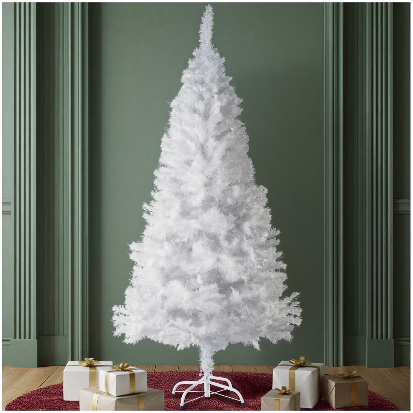 Albero di Natale artificiale bianco tectake con sostegno in metallo, Altezza: 180 cm – 1