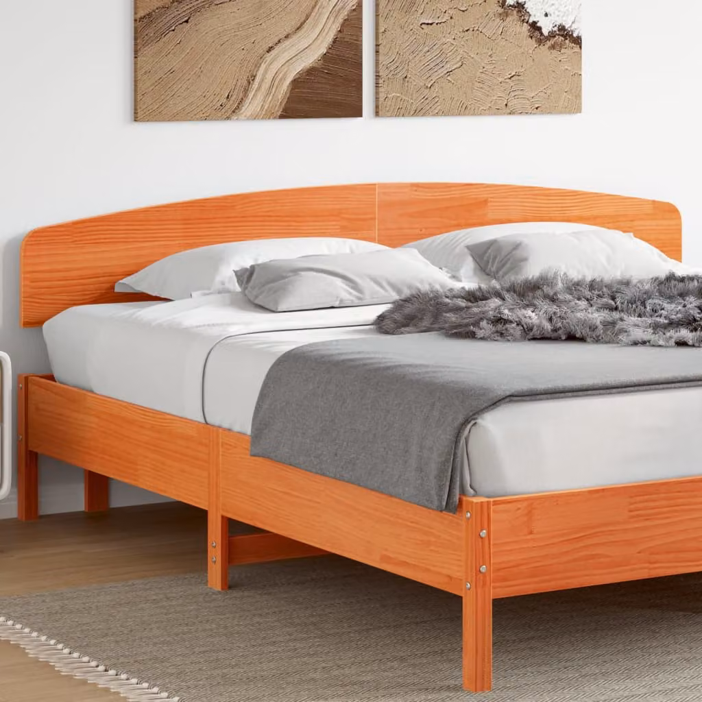 Testiera per letto vidaXL in legno massello di pino, colore marrone cera, 200 x 200 cm