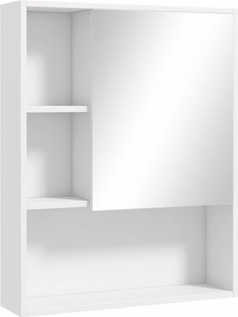 Armadietto da bagno kleankin con specchio e ripiani regolabili, montaggio a parete, Bianco, L: 60 cm, P: 15 cm, H: 76 cm